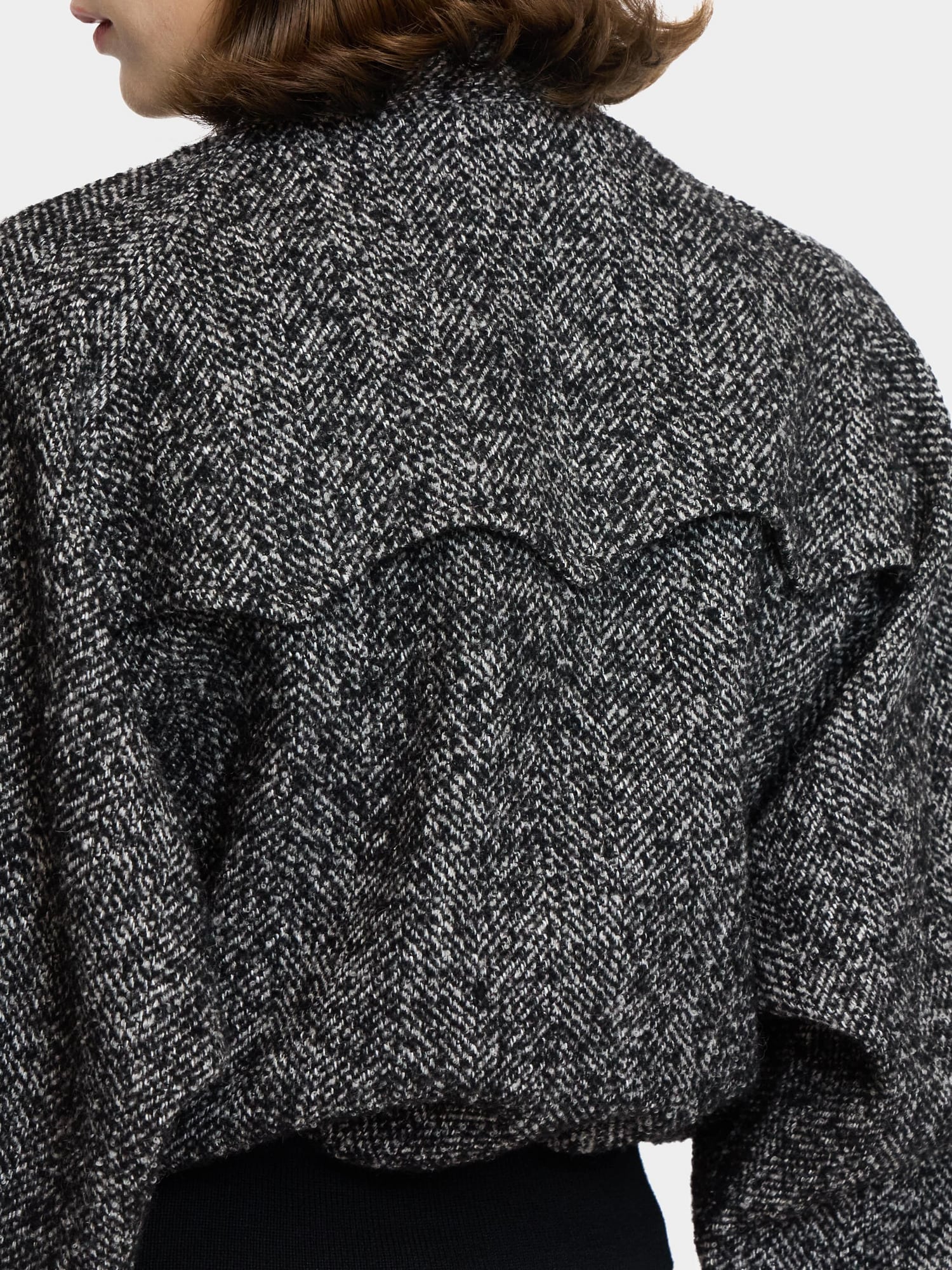 Embroidery Tweed Blouson BLACK