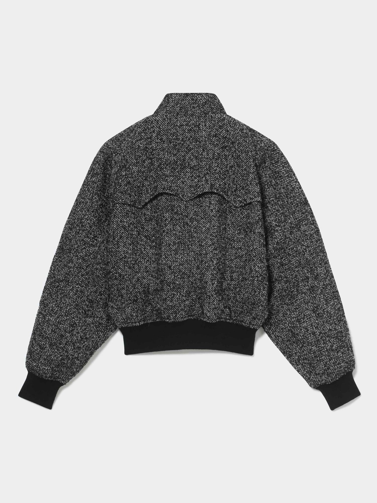 Embroidery Tweed Blouson BLACK