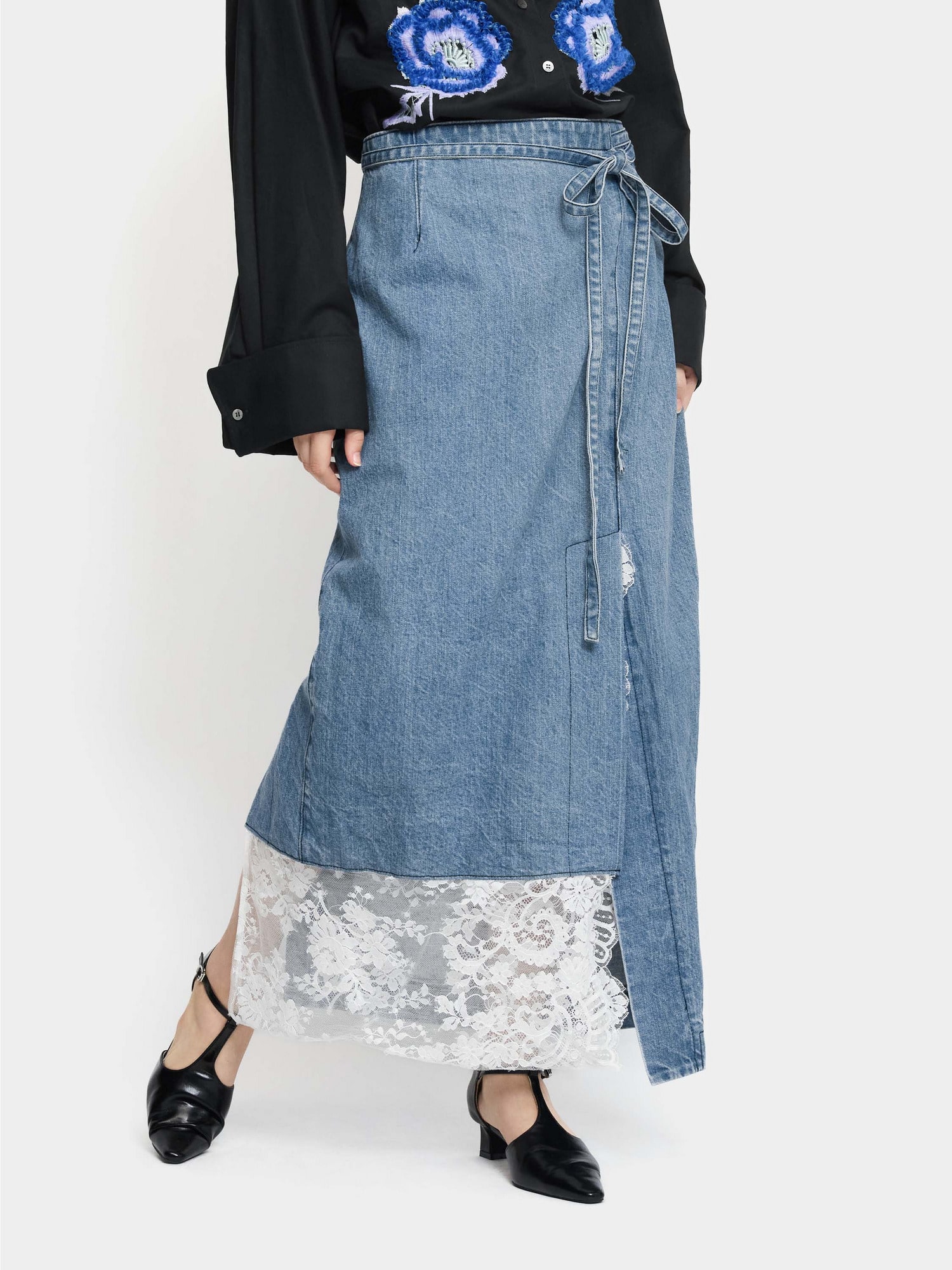 Denim KIMONO Skirt COBALT