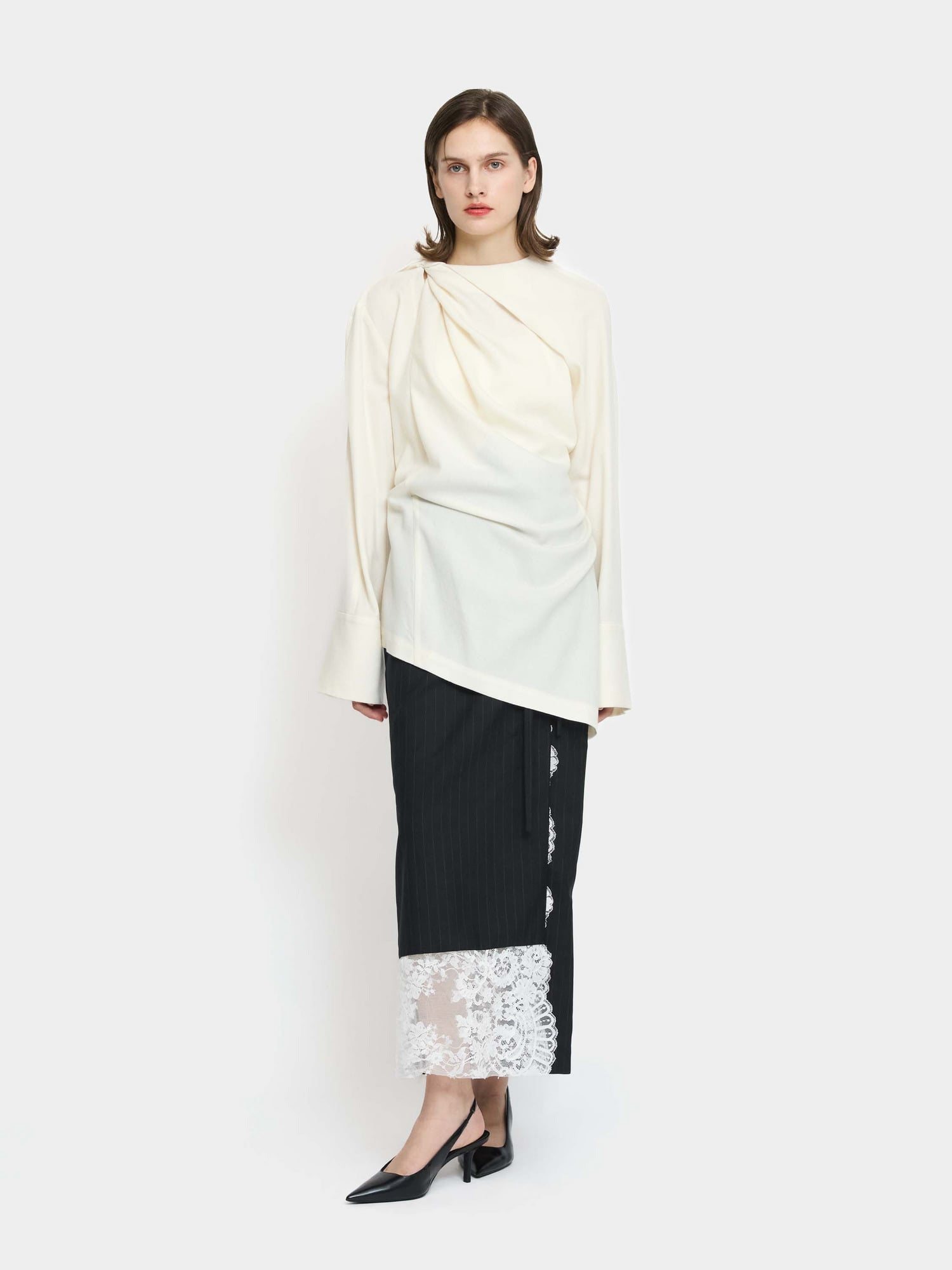 Pinstripe KIMONO Skirt NAVY