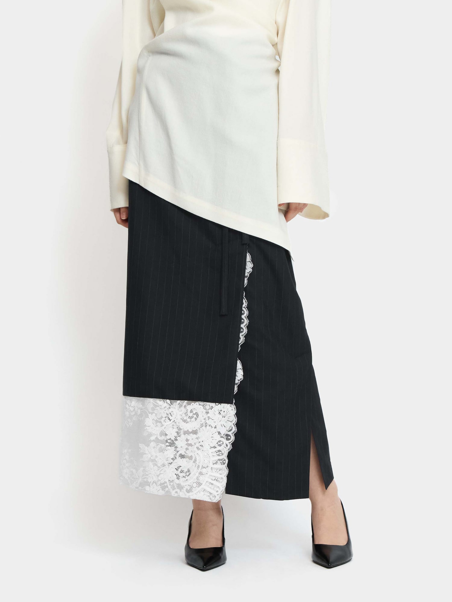 Pinstripe KIMONO Skirt NAVY