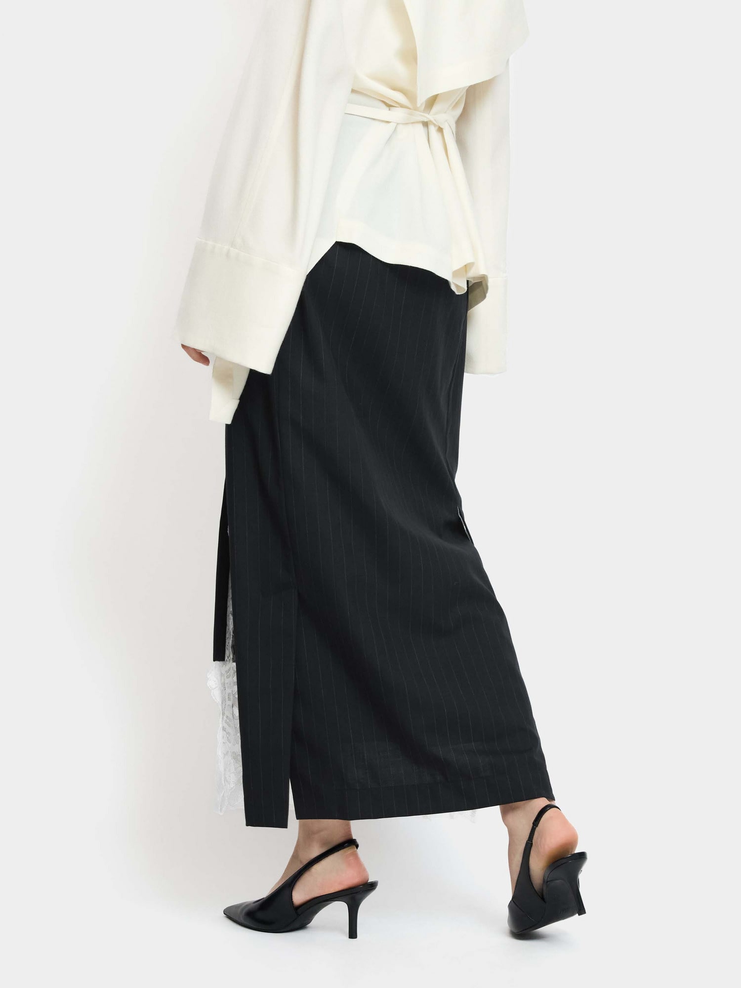 Pinstripe KIMONO Skirt NAVY