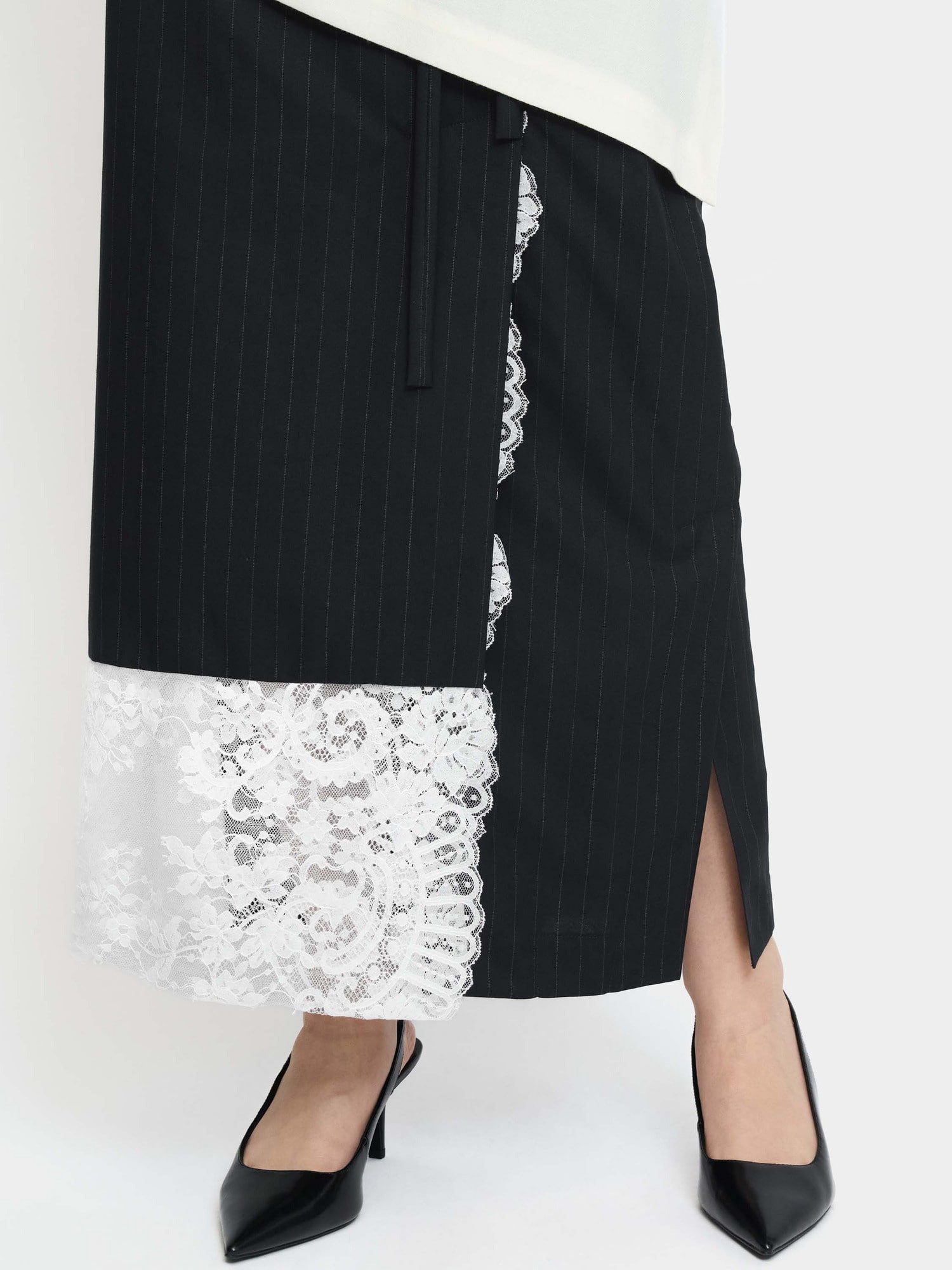 Pinstripe KIMONO Skirt NAVY