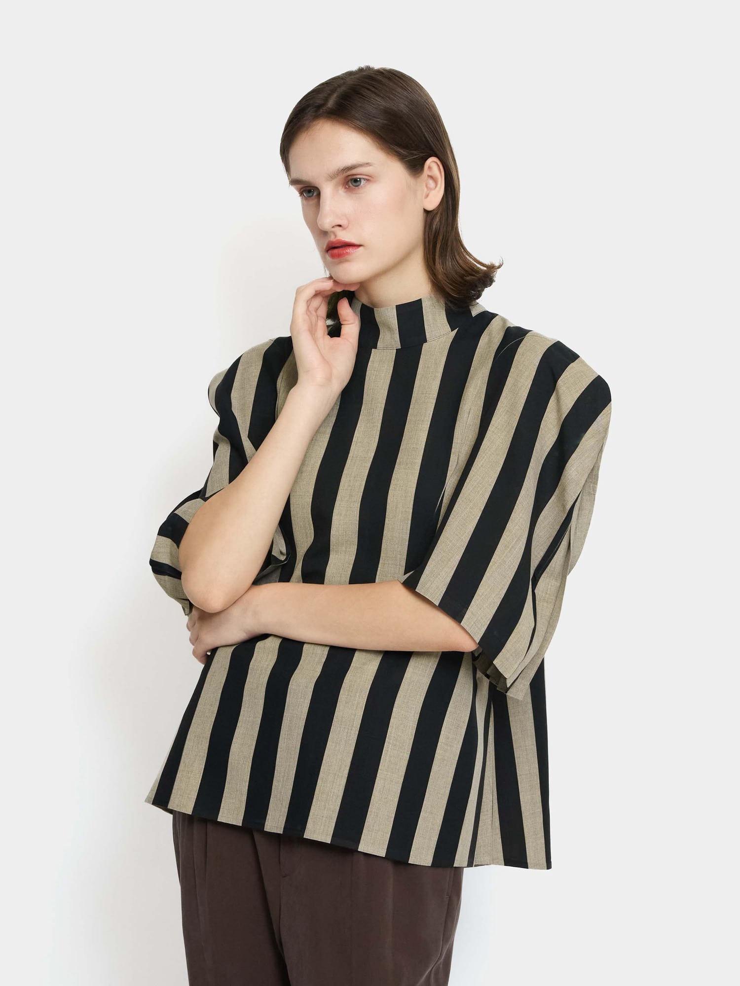 KIMONO Printed Tops BROWN